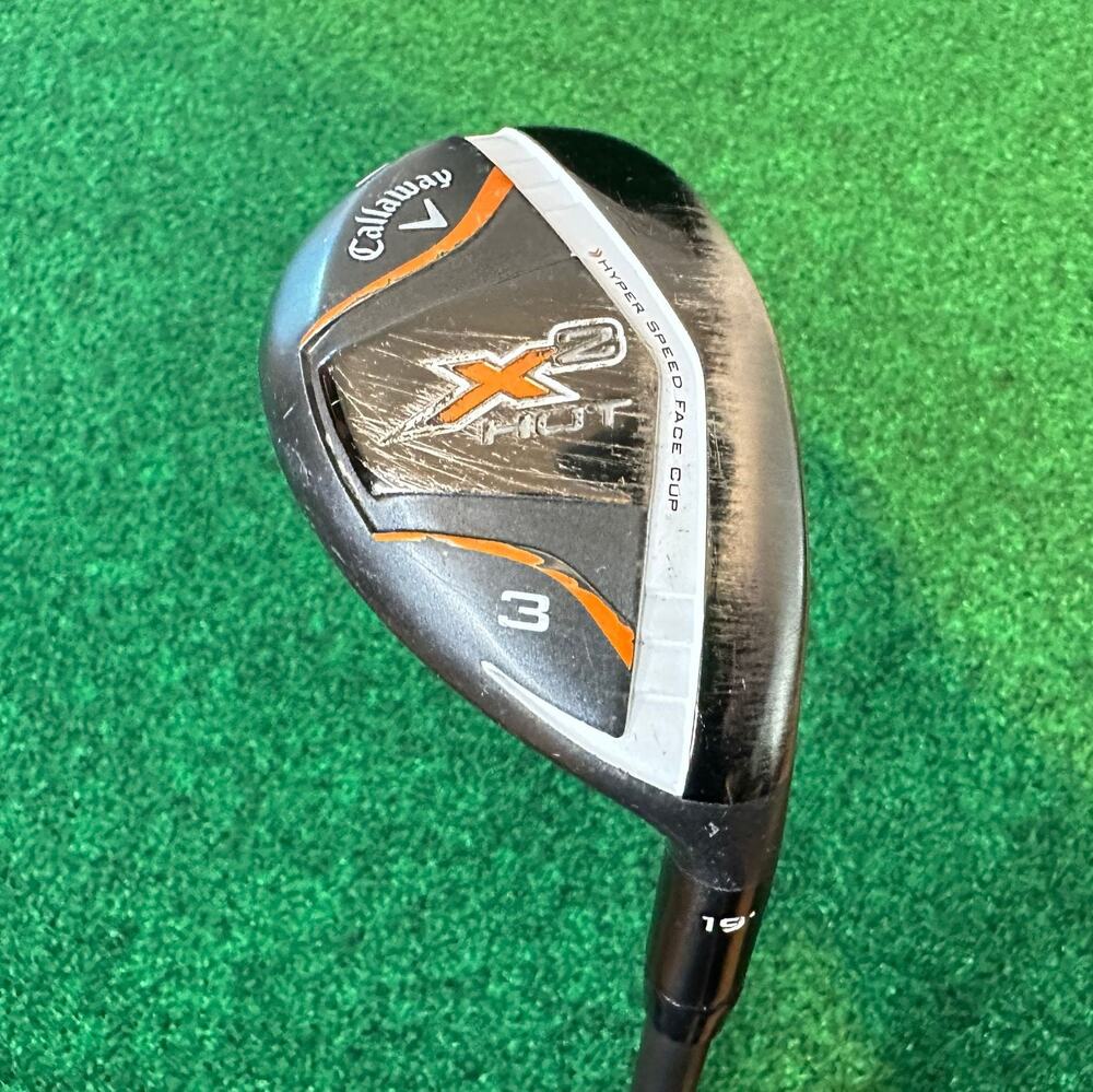 Callaway X2 Hot Hybrid 3 Mens 19* 60g R Flex Shaft Rescue Club 40.5" Grip Good